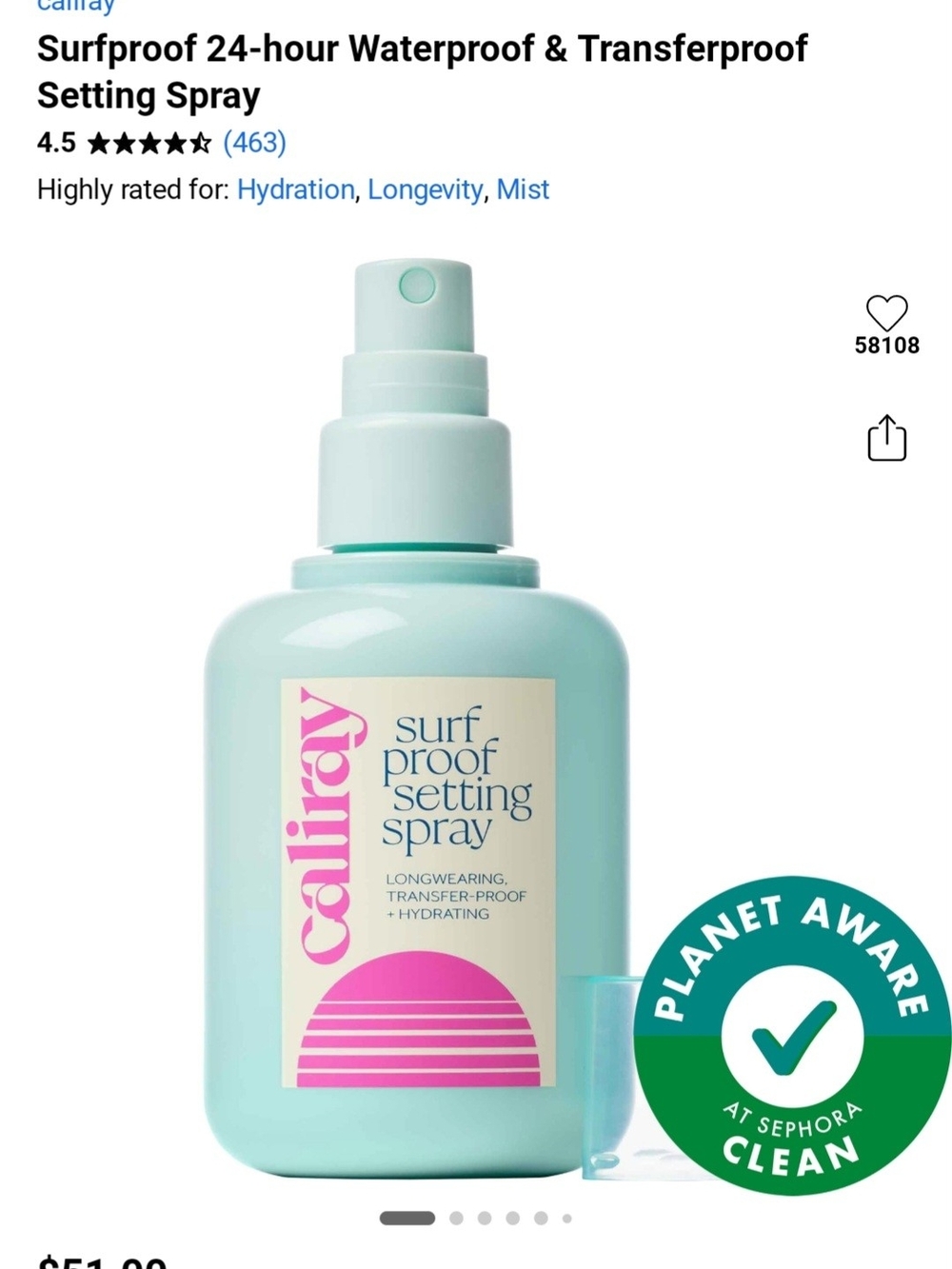 Lira Setting Spray in Mint and Pink Packaging
